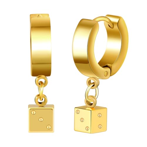 Yumilok Würfel Unisex-Ohrstecker aus Edelstahl Creolen Ohrringe Ohrstecker Herren Männer Damen Ohrringe Ohr Tunnel Ohrringe Piercing