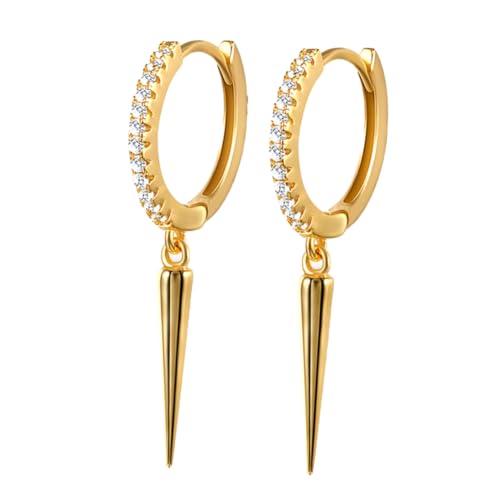 WRITWAA Ohrringe für Damen S925 Silber Creolen Diamant-akzente Geometrisches Design 18 Karat Vergoldet Modische Ohrringe für Den Alltag
