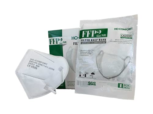 HO-COMFORT FFP2 Schutzmaske Box mit 25 Einweg-Masken FFP2 CE-zertifiziert mit Gummibändern anpassbarem Nasenclip 5 Filterstärken