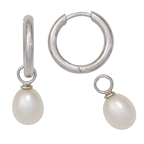 Schmuck Krone Creolen 2-teilig SÃ¼ÃŸwasser Perlen zum EinhÃ¤ngen 925 Silber Ohrringe Ohrschmuck