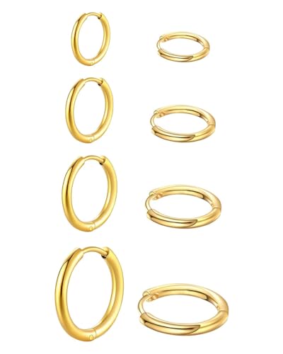 UYRVAPE Für Männer 316L Chirurgenstahl Ohrschmuck Set Rund Snug Knorpel Herren Hypoallergene Nase Lippen Ringe 4 Paar 8 10 12 14 mm