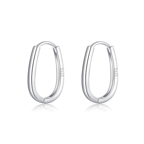 Reefe 925 Sterling Silber ovale Creolen - minimalistische Huggie-Ohrringe in Tropfenform