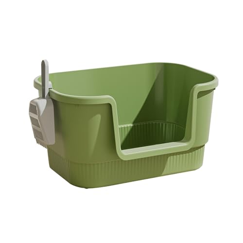 Dickly Katzentoilette Katzenklo Katzenstreuwanne Sandkasten für Katzen mit Hohem Rand Als Spritzschutz Aus Robustem PP Material für Große Und Kleine Katzen Grün