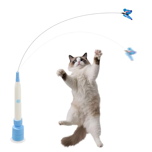 kaiop Elektrisches Schmetterlings-Spielzeug f-ur Aktive Katzen Non Automatischer Abnehmbarer Spielstab Interaktives Kätzchenspielzeug Für Wohnungskatzen