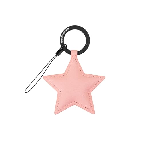 case me Charm Anhänger Sternüsselanhänger für Smartphone Leder Optik Band Rosa