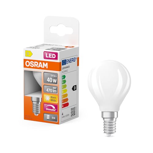 Osram LED-Lampe Superstar P40 Globe Filament dimmbar 2700 K warmweiß 3 4 W E14 matt 470 lm 15.000h für Tisch- und Pendelleuchten blendfrei