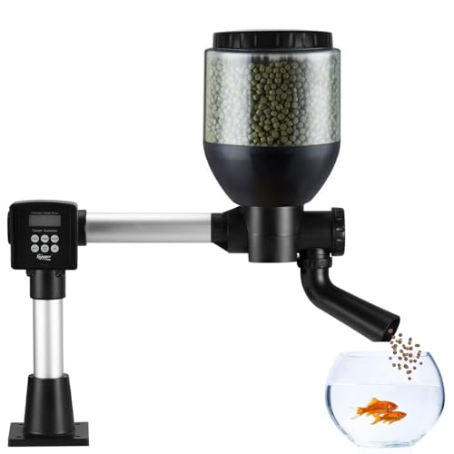 Futterautomat Teich Large Programmierbarer Fischfutterautomat Outdoor mit LCD Display Controller Automatischer Fischfutterspender 8.5 Liters Fish Feeder Pond Koi for Weekend Holiday