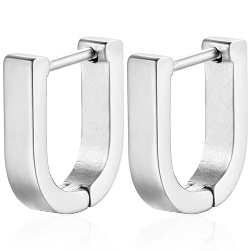 AFCJLTO 2 pcs Silber Creolen Ohrringe für Damen Geometrische Ohrringe Creolen Ohrringe Damen Klobige Creolen Ohrringe Hypoallergen Ohrringe Mini Dicke Creolen Ohrringe Ohrringe Klein Silber