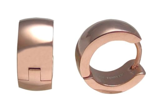Edelstahl Damen Ohrringe Ros gold Glänzend Rotgold Klapp Creolen 13mm 6mm Gewölbt Bogen Ohrclicker ER15133