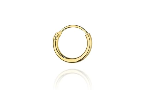 MARKO Echtgold Creole Ohrring Einzelstück 14 Karat 585 Gelbgold 10mm Wasserfest Hochwertiger Gold Schmuck Flacher Rücken