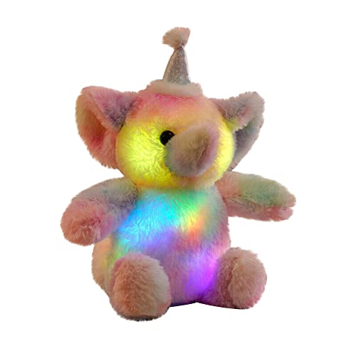 JAWSEU LED Elefant Plüschtier Kissen Niedliche Leuchtende Luminous Elefant Stofftier Kuscheltier Kissen Puppe Gefüllte Stofftiere Plüschtiere Nachtlicht Spielzeug Geschenk für Kinder