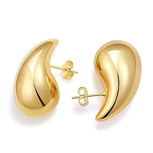 Ohrringe Gold Creolen 18K Bottega Dupes Ohrringe Damen Chunky Gold Hoop Earrings Tropfen Ohrringe Vergoldet Hypoallergene Teardrop Earrings Modeschmuck Geschenke Exquisit High - End und kompakt