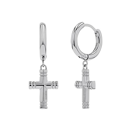 Scorpions by amor Creolen Edelstahl Unisex Damen Herren Ohrschmuck 3 2 cm Silber Kreuz Kommt in Schmuck Geschenk Box 2040513