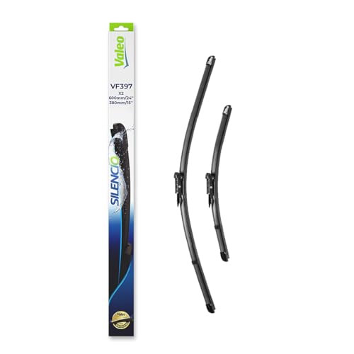 VALEO Silencio Wischer - VF397 - Leistungsstarke hervorragende Sicht auf der Straße einfache Montage - originale Flachblätter 600mm 380mm - Vorne - Set mit 2 Wischerblättern - 574388