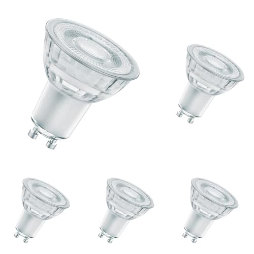Osram STAR Dimmbare PAR16 LED Reflektorlampe mit GU10 Sockel Warmweiss 2700K 4.50W 3-stufig dimmbar per Klick Glas Spot Ersatz für 50W-Reflektorlampe LED THREE STEP DIM PAR16 Packung mit 5