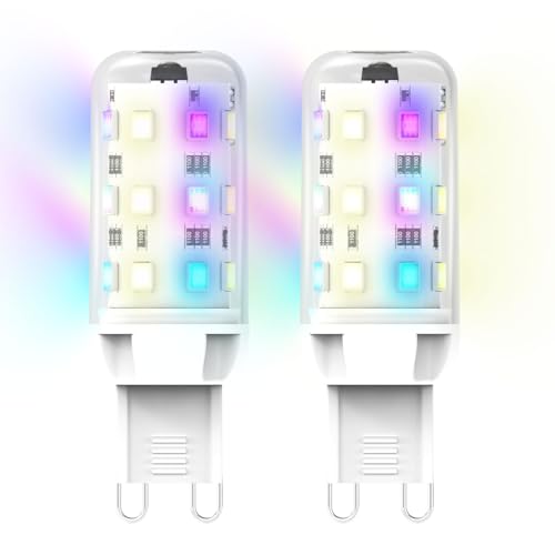 AGOTD G9 LED Lampen RGBW 2W Stufenlos Dimmbar mit Fernbedienung 4 Modi 13 Farben Fernsteuerung G9 Intelligent LED Glühbirne AC 230V 2er Pack
