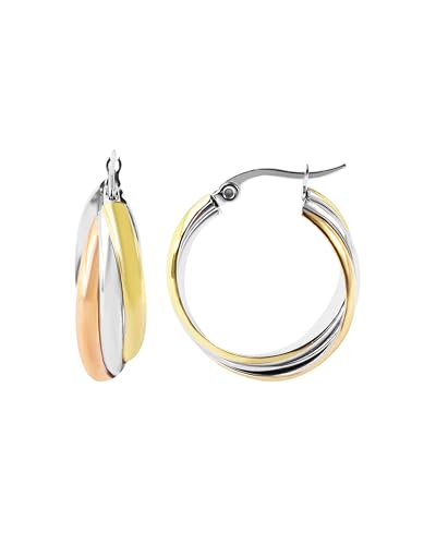 Akzent Wasserfeste Edelstahl Creolen für Damen 100% Wasserfest Hautverträglich Creole - Tricolor