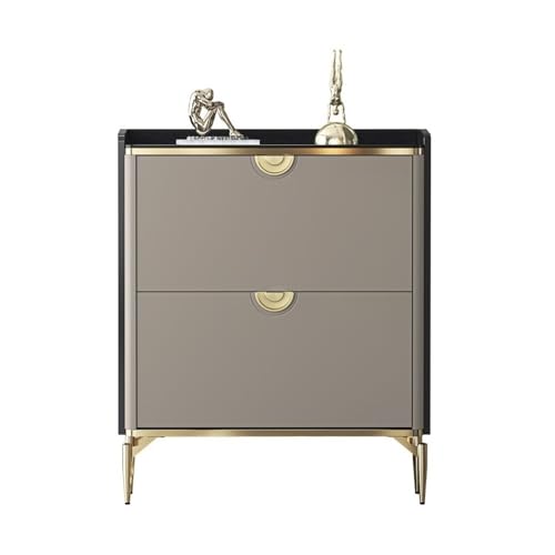 Kx9Lb8d Freistehende Schuhregale Heller luxuriöser moderner Grauer schmaler Schrank mit großer Kapazität for den Eingangsbereich 3 Klappeimer ultradünner Schuhschrank for Heimgebrauch