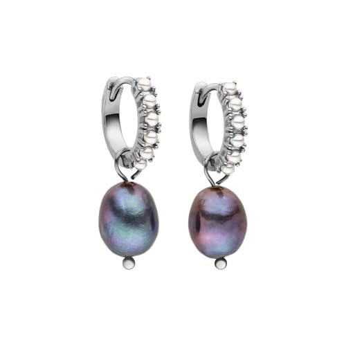 Purelei - Pearly Creolen Damen Edelstahl 18K vergoldet ros silber Mit schimmernden Keshiperlen Glasperlen Ohrringe 15 mm Schmuck Unikate Silver