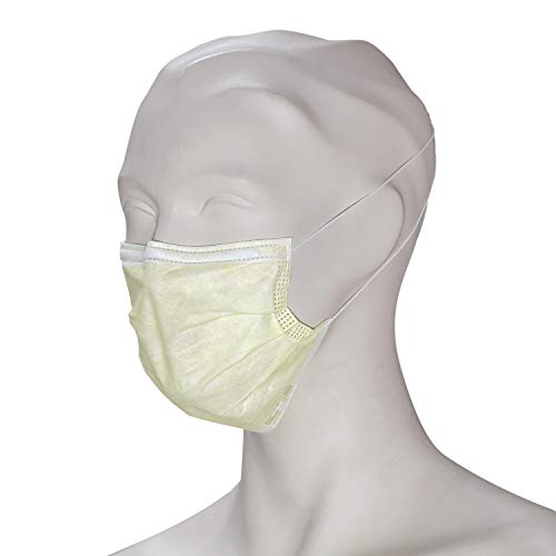 Mundschutz Premium OP 3-lagig in Gelb 50 Stück Type II mit CE Elastikbändern in Komfortlänge Nasenflügel Ohrenschlaufe Ideal für Labor OP Reinigungsarbeiten uvm.