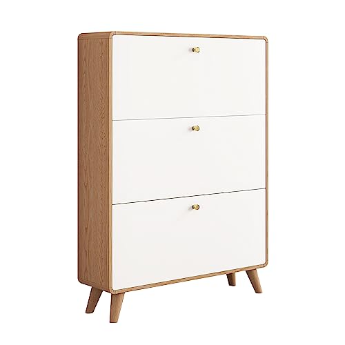 Schmaler Schuhschrank mit verstellbaren Regalen versteckter Stauraum für kleine Räume Eingangsmöbel schmales Schuhregal für Schrank Wohnzimmer 120 x 90 x 24 cm