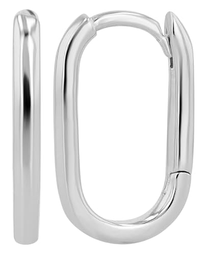 Akzent Wasserfeste Edelstahl 925 Silber Ohrringe Creolen für Damen 100% Wasserfest Hautverträglich 925 Silber - Oval Silber