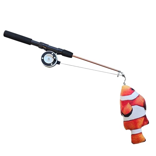 Nobby Angel mit Spule und Fisch mit Catnip Angel 71 cm Schnur 130 cm Fisch 19 cm