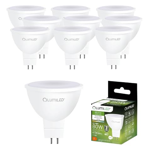 Lumiled 12V GU5.3 LED Lampen Leuchtmittel Spot 10 Stück Set MR16 8W entspricht 80W Halogen Glühlampen 4000K Neutralweiß 720 Lumen 120 Abstrahlwinkel Spots Glühbirnen Halogenleuchte