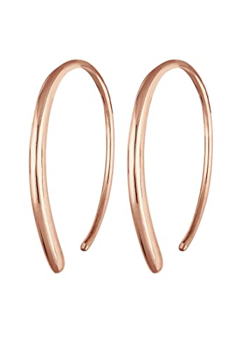 Elli Creolen Silber 925 Ros Vergoldet 18K Damen Ohrringe für Frauen Kreolen Offen Oval Durchmesser 15-23mm Hoops 0304941118