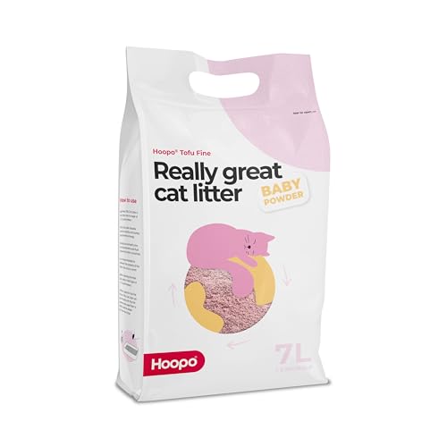 Hoopo Tofu Tofu Fine Babypuder-Katzenstreu Bio-Katzenstreu völlig staubfrei klumpend ohne Geruch wirksam gegen unangenehme Gerüche 7L Babypoeder