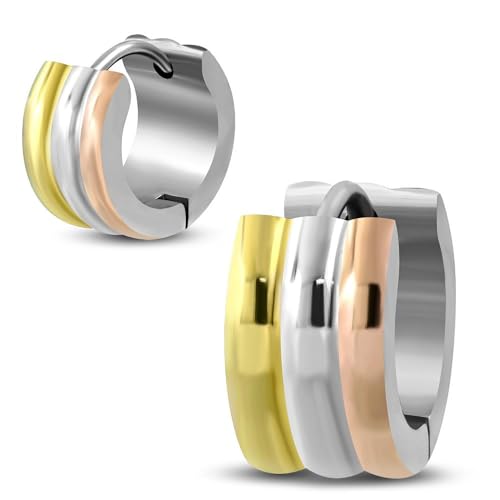 Bungsa Creolen Tricolor Silber aus 316L Edelstahl Unisex
