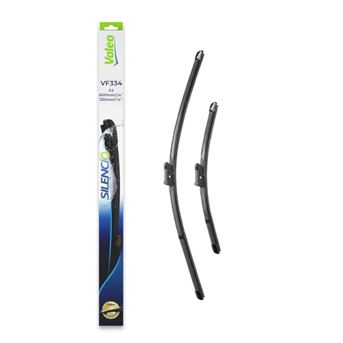 VALEO Silencio Wischer - VF334 - Leistungsstarke hervorragende Sicht auf der Straße einfache Montage - originale Flachblätter 600mm 350mm - Vorne - Set mit 2 Wischerblättern - 574394
