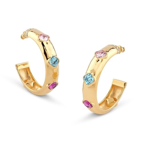 Guess Damen-Creolen Multi Crystals Ohrringe Goldfarben JUBE05314JWYGMCT U