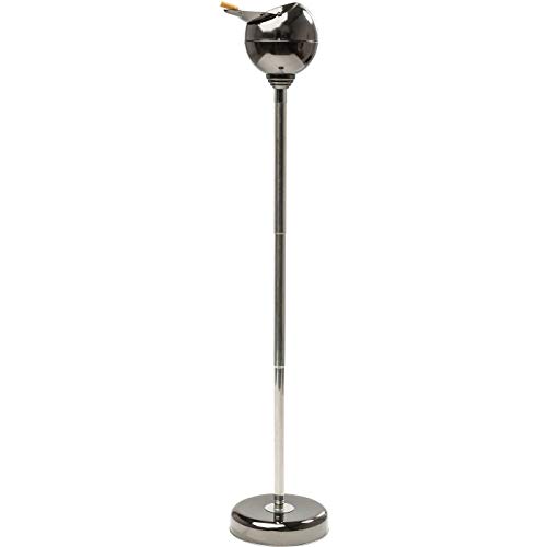 Kare Design Standascher Spheric Chrom Höhenverstellbar Runder Klappdeckel Windgeschützt Aschenbecher für Balkon Terasse Stahl Gestell 72x13x13cm H B T Metallic Schwarz