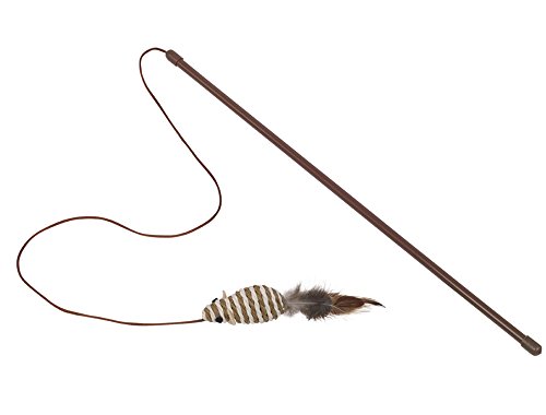 Nobby Angel mit Rasselmaus mit Federn Stab 45 cm Maus 7 cm