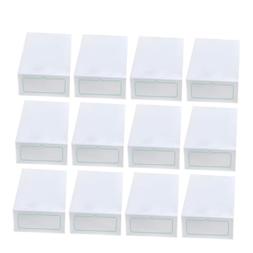 ULTECHNOVO 12 Stück Stapelbare Schuhkartons aus Dickem Kunststoff Größe L Transparent Weiß Schuhaufbewahrungsbox für Kleiderschrank und Schuhregal