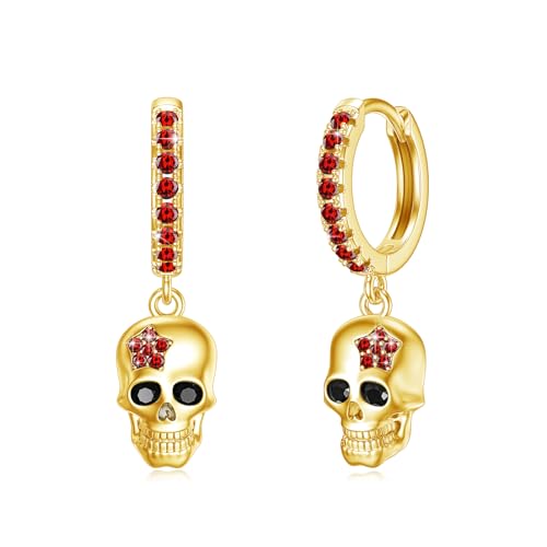 OHAYOO Totenkopf Damen 925 Sterling Silber Gothic Totenkopf 18K Vergoldet Schmuck für Frauen Damen Mädchen Tochter Mutter