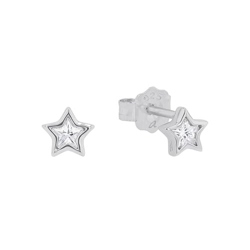 Prinzessin Lillifee Ohrstecker 925 Sterling Silber Mädchen Kinder Ohrschmuck mit Zirkonia synth. 0 5 cm Silber Stern Kommt in Schmuck Geschenk Box 2036554