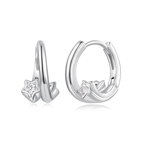 ZUOHUI Stern-Ohrstecker aus S925er Sterlingsilber for Damen und Herren Moissanit-Akzent modisch for Pendler und den Alltag hypoallergene Creolen