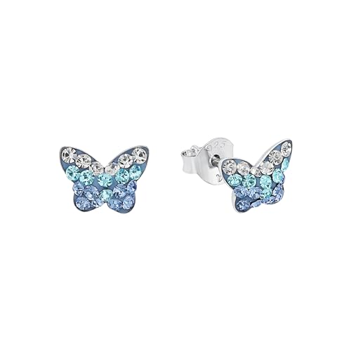 Amor Ohrstecker 925 Sterling Silber Mädchen Kinder Ohrschmuck mit Preciosa 0 6 cm Blau Schmetterling Kommt in Schmuck Geschenk Box 9540761