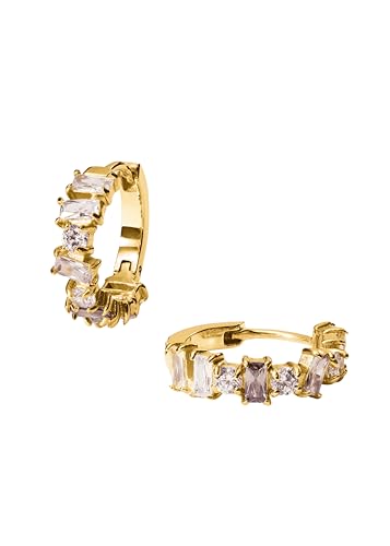 Purelei Fancy Damen Creolen 18K vergoldete oder silberne mit pastellfarbenen Zirkonia weiß gelb rosa lila wasserfest hypoallergen 17 mm