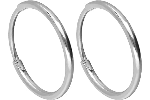 FILANGO 1 Paar Ohrclicker Creolen TITAN Ohrring Ohrschmuck 12 x 1 6 mm Silberfarben