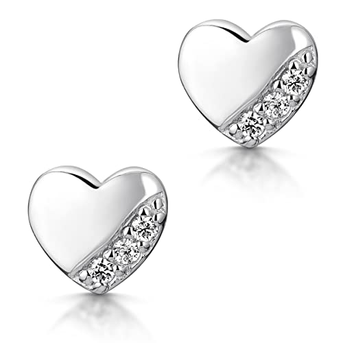 MATERIA by Matthias Wagner Herz Ohrstecker Silber 925 klein - Kinder Ohrringe Zirkonia SO-404