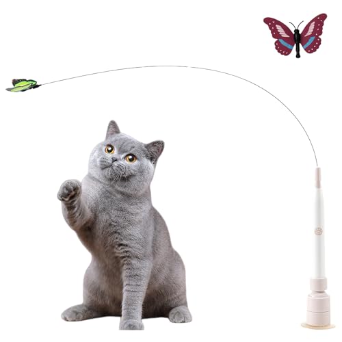 Flederi Elektrisches Schmetterlings - spielzeug Für Aktive Katzen Non Aktives Spielen Glückliche Katze Intelligente Stimulation Interaktives Katzen Spielzeug Mit Saugnapf Für Drinnen Draußen