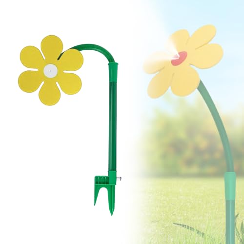Crazy Daisy Sprinkler 2025 Neu Rasensprinkler Tanzende Blume Bewässerung Sprenger Beweglich 360 Rotierende Gartensprinkler Blume Sonnenblumensprinkler für Garten Gelb
