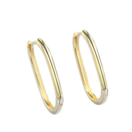 Einfache geometrische ovale kleine Creolen für Damen modisch goldfarben Metallkreis Accessoires Retro-Party Schmuck Geschenk professionell und attraktiv