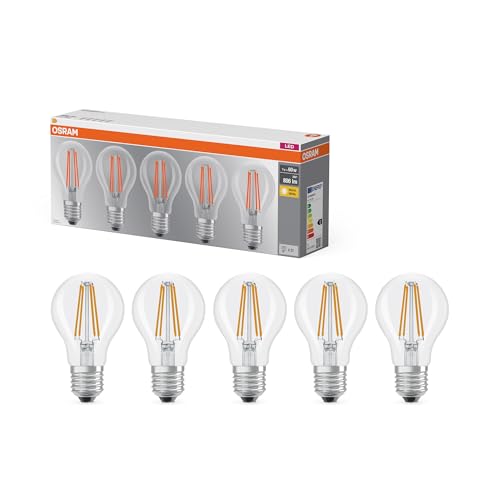 OSRAM LED Filament Base A60 Kolbenform 7W 827 2700K warmweiß E27 klar 806 lm stoß  vibrationsfest