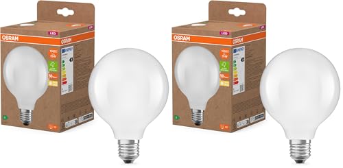 Osram in klassischer Globeform dekorativem Filament im Frosted Design Energieeffizienzklasse A 5 W 1055 lm 2700 K warmweiß. Ohne Aufwärmen sofort 100% Licht