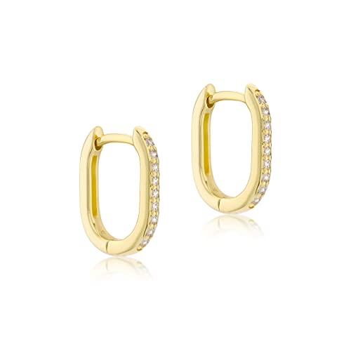 Carissima Gold Women s 9ct Yellow Gold CZ 10.5mm x 13.5mm Rectangular Hoop Creole Earrings