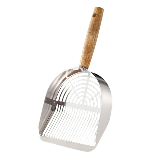 Generisch Streuschaufel Haustierstreuschaufel aus Edelstahl Robustes Siebwerkzeug ergonomisches Reinigungswerkzeug mit langem Griff für den Einsatz zu Hause und auf Reisen